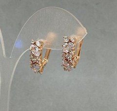 Сережки з білими кристалами 17х6мм золотистий метал