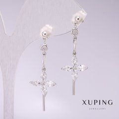 Сережки Xuping Квіти з білими каменями 40х13мм родій