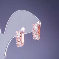 Сережки з білими кристалами 17х6мм золотистий метал купити біжутерію дешево в інтернеті