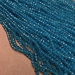 Намистини Чеський Кришталь на волосіні синьо-зелене гранований рондель d-3,5х3мм + - L-36-38см + - купити