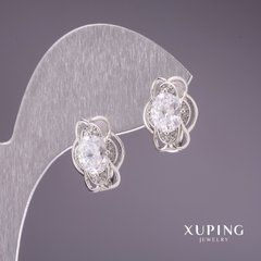 Сережки Xuping з білими каменями 15х11мм родій