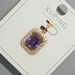 Кулон Xuping з фіолетовим кристалом та білими стразами d-13х15мм+ - L-23мм+- позолота 18К купити біжутерію