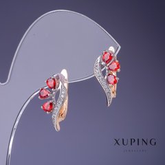 Сережки Xuping Квітка "Рубін" 18х4мм "позолота 18К" купити біжутерію дешево в інтернеті