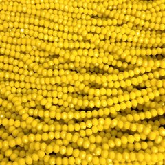 Намистини Чеський Кришталь на волосіні жовте матове гранований рондель d-3,5х3мм + - L-36-38см + - купити