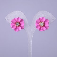 Серьги пусеты Розовый Цветок d-22мм купить бижутерию дешево