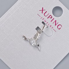 Кулон "Колібрі " Xuping з білим кристалом d-12х15мм+- L-17мм+- родій купити біжутерію дешево в інтернеті