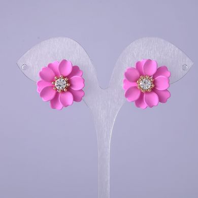 Сережки пусети Рожевий Квітка d-22мм купити біжутерію дешево в інтернеті