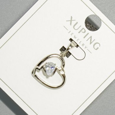 Кулон "Серце" Xuping з білим кристалом d-15х14,5мм+ - L-23мм+- родій купити біжутерію дешево в інтернеті
