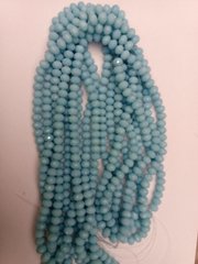 Намистини Чеський Кришталь на волосіні блакитне матове "гранований рондель" d-8х6мм+- L-43см+- купити