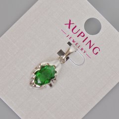 Кулон Xuping з зеленим кристалом d-24х11мм+- Родій купити біжутерію дешево в інтернеті