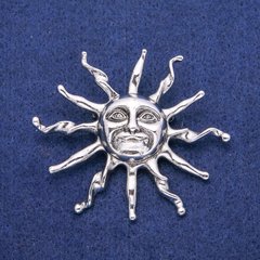 Брошка Кулон Сонце 53х62мм, сріблястий метал купити біжутерію дешево в інтернеті