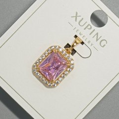 Кулон Xuping з рожевим кристалом та білими стразами d-13х15мм+ - L-23мм+- позолота 18К купити біжутерію дешево