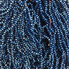 Намистини Чеський Кришталь на волосіні з синім напиленням гранований рондель d-3х2,5мм + - L-36см + - купити