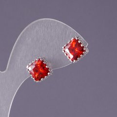 Сережки з червоними кристалами Ромби d-10мм купити біжутерію дешево в інтернеті