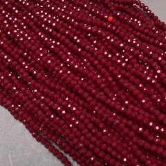 Намистини Чеський Кришталь на волосіні темно-червоне матове гранований рондель d-3,5х3мм + - L-36-38см + -