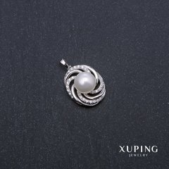 Кулон Xuping з перлами "Майорка" 23х19х32мм родій 18к купити біжутерію дешево в інтернеті