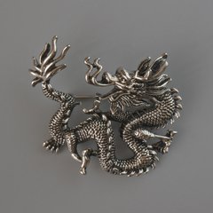 Брошка кулон Дракон сріблястий метал 44х37мм купити біжутерію дешево в інтернеті