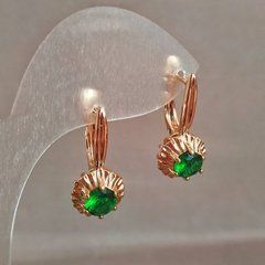 Сережки Xuping Позолота 18К з зеленим кристалом d-27х10мм + -