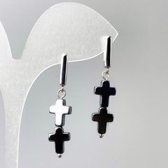 Сережки Гематит Хрестик d-8,5х23мм+- L-37мм