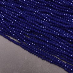 Намистини Чеський Кришталь на волосіні темно-синє матове гранований рондель d-3,5х3мм + - L-36-38см + - купити