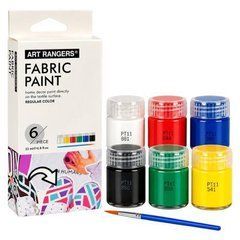 Від 2 шт. Фарби по тканині 6 кольорів по 22мл "Art Rangers" Fabric Paint з пензлем A06022-4