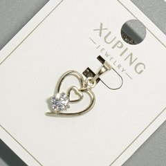 Кулон "Серце" Xuping з білим кристалом d-13х17мм+ - L-22мм+- родій купити біжутерію дешево в інтернеті