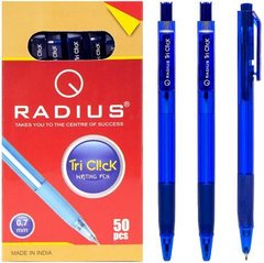 Від 50 шт. Ручка "Tri Click" RADIUS тонована 50 штук, синя купити дешево в інтернет-магазині
