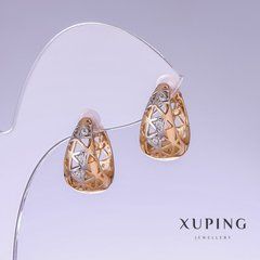Сережки Xuping L-17мм s-9мм родій, позолота 18к
