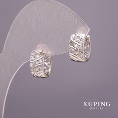 Сережки Xuping з білими каменями 6х12мм Родій