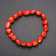 Браслет на гумці з натурального каменю Яшма червона галтовка d- 8-12мм+- L-18см+- купити біжутерію дешево в