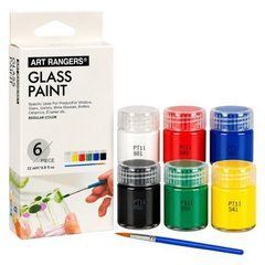 Від 2 шт. Фарби по склу 6 кольорів по 22мл "Art Rangers" Glass Paint з пензлем A06022-2