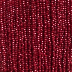 Намистини Чеський Кришталь на волосіні темно-червоне матове гранований рондель d-3х2,5мм + - L-36см + - купити