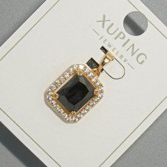 Кулон Xuping з чорним кристалом та білими стразами d-13х15мм+ - L-23мм+- позолота 18К
