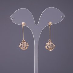 Сережки "Ітаоляо" Троянди з кристалами d-12мм L-25мм колір золото купити біжутерію дешево в інтернеті