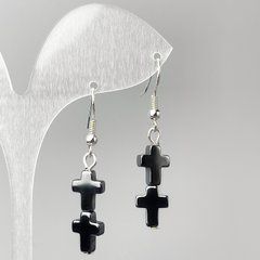 Сережки Гематит Хрестик d-8,5х22мм+- L-44мм