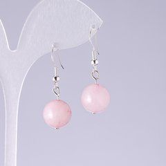 Сережки Рожевий кварц кулька d-12мм