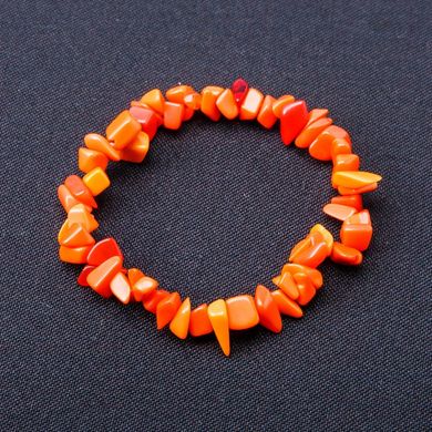 Браслет Корал оранж оранж крихта на резинці купити біжутерію дешево в інтернеті