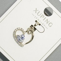 Кулон "Серце" Xuping з білим кристалом та стразами d-15,5х16мм+ - L-22мм+- родій купити біжутерію дешево в