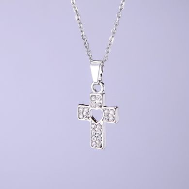 Підвіска на якірному ланцюжку Хрест з серцем d-20х14мм L-40-45см купити біжутерію дешево в інтернеті
