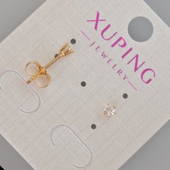 Сережки пусети Xuping з білим кристалом d-4мм+- Позолота 18К купити біжутерію дешево в інтернеті