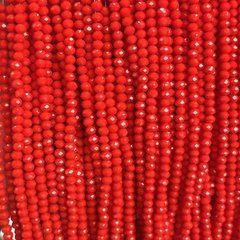 Намистини Чеський Кришталь на волосіні червоне матове гранований рондель d-3х2,5мм + - L-36см + - купити
