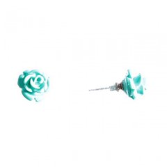 Серьги "гвоздики" "Роза мини-1" голубая полимерная глина, металл-под "серебро" ?10mm купить оптом дешево в