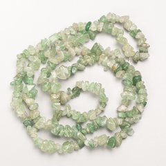 Намистини Авантюрин зелений натуральний камінь крихта на волосіні d-8х4мм+- L-88см +- купити біжутерію дешево
