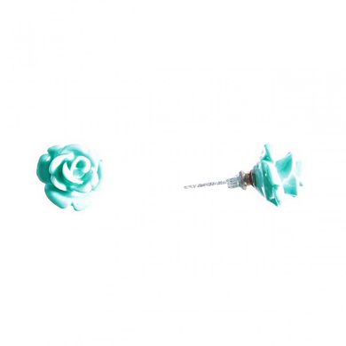 Сережки "гвоздики" "Роза міні-1" блакитна полімерна глина, метал-під "срібло" ?10mm купити біжутерію дешево в