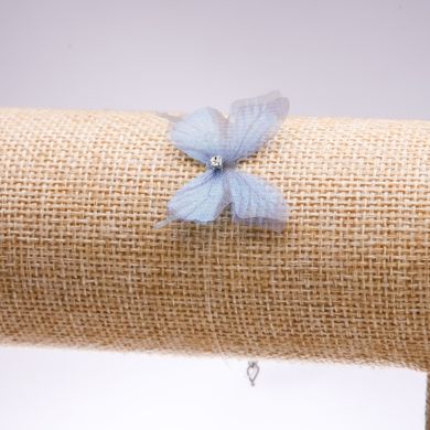 Браслет на невидимій силіконовій волосіні Метелик ( органза ) темно-блакитна d-33х27мм L-16-20см купити