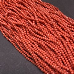 Намистини Чеський Кришталь на волосіні морквяно-помаранчеве матове гранований рондель d-3,5х3мм + - L-36-38см