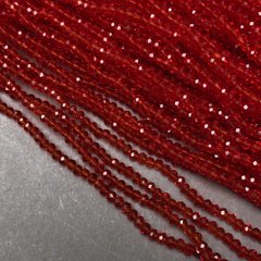 Намистини Чеський Кришталь на волосіні червоне прозоре гранований рондель d-3х2,5мм + - L-36-38см + - купити