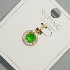 Кулон Xuping з зеленим кристалом та білими стразами d-10,5мм+ - L-18,5мм+- позолота 18К купити біжутерію