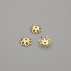 Фурнітура капелюшок для намистини колір металу золото d-5,5мм+- отвір d-0,7мм+- фасування 10шт.