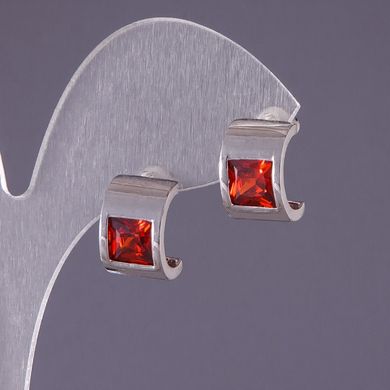 Сережки з червоними кристалами 13х9мм купити біжутерію дешево в інтернеті